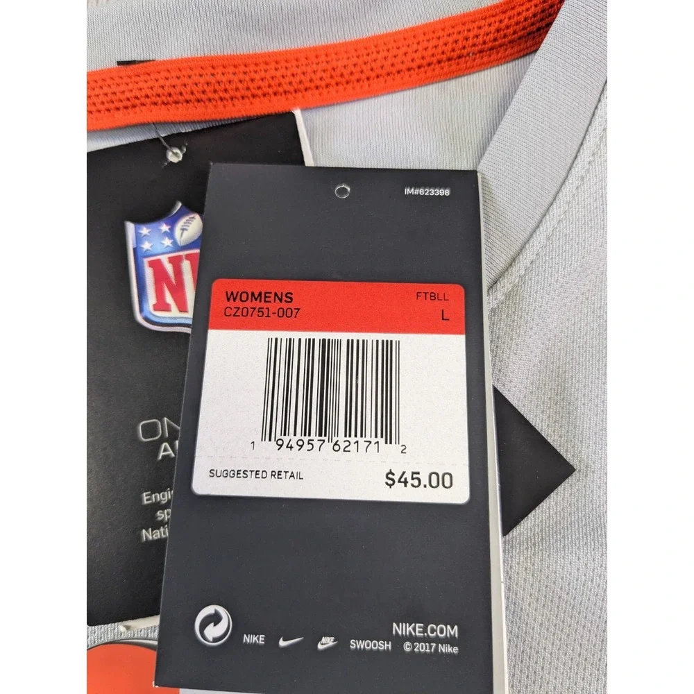 Cleveland Browns Shirt Womens Large Gray Nike Dri-Fit Training New Short Sleeve